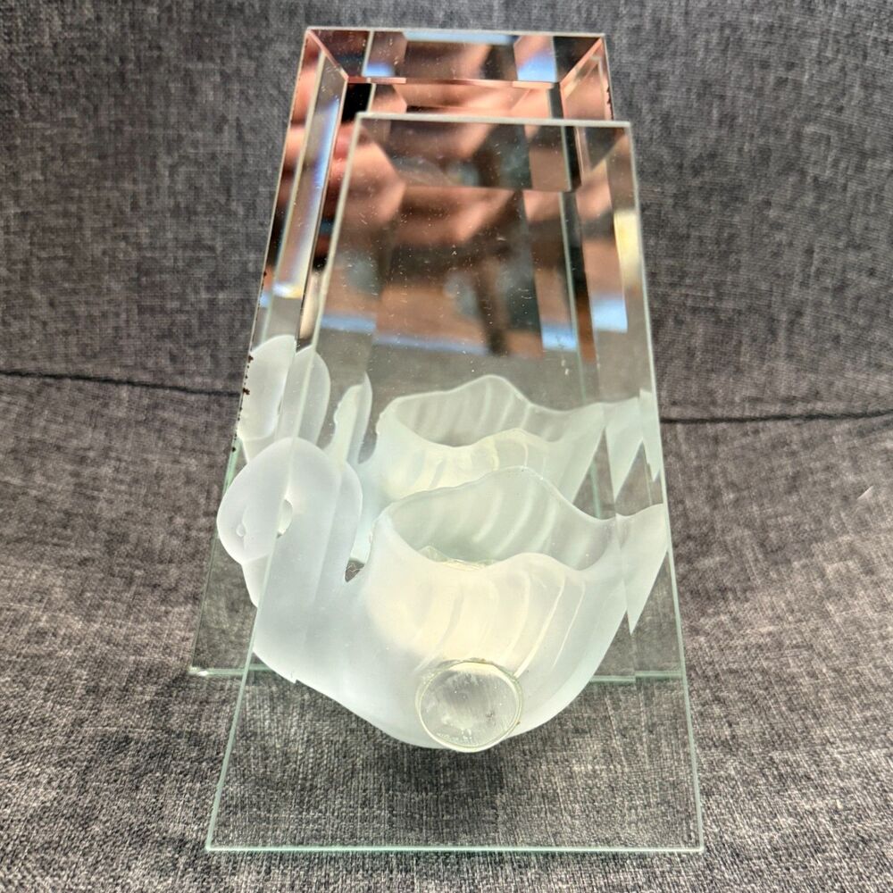 Vintage Glass Mirror Swan Candle Holder Mariella Decor, NWT